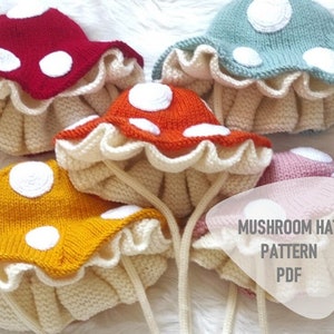 Knitting Pattern: Mushroom Hat for Baby, Mushroom Bucket Hat Knitting Pattern, Pdf- Mushroom Outfit, How to Toadstool Hat, Mushroom Clothes