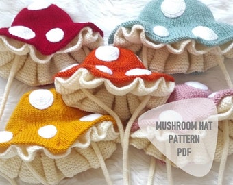 Knitting Pattern: Mushroom Hat for Baby, Mushroom Bucket Hat Knitting Pattern, Pdf- Mushroom Outfit, How to Toadstool Hat, Mushroom Clothes