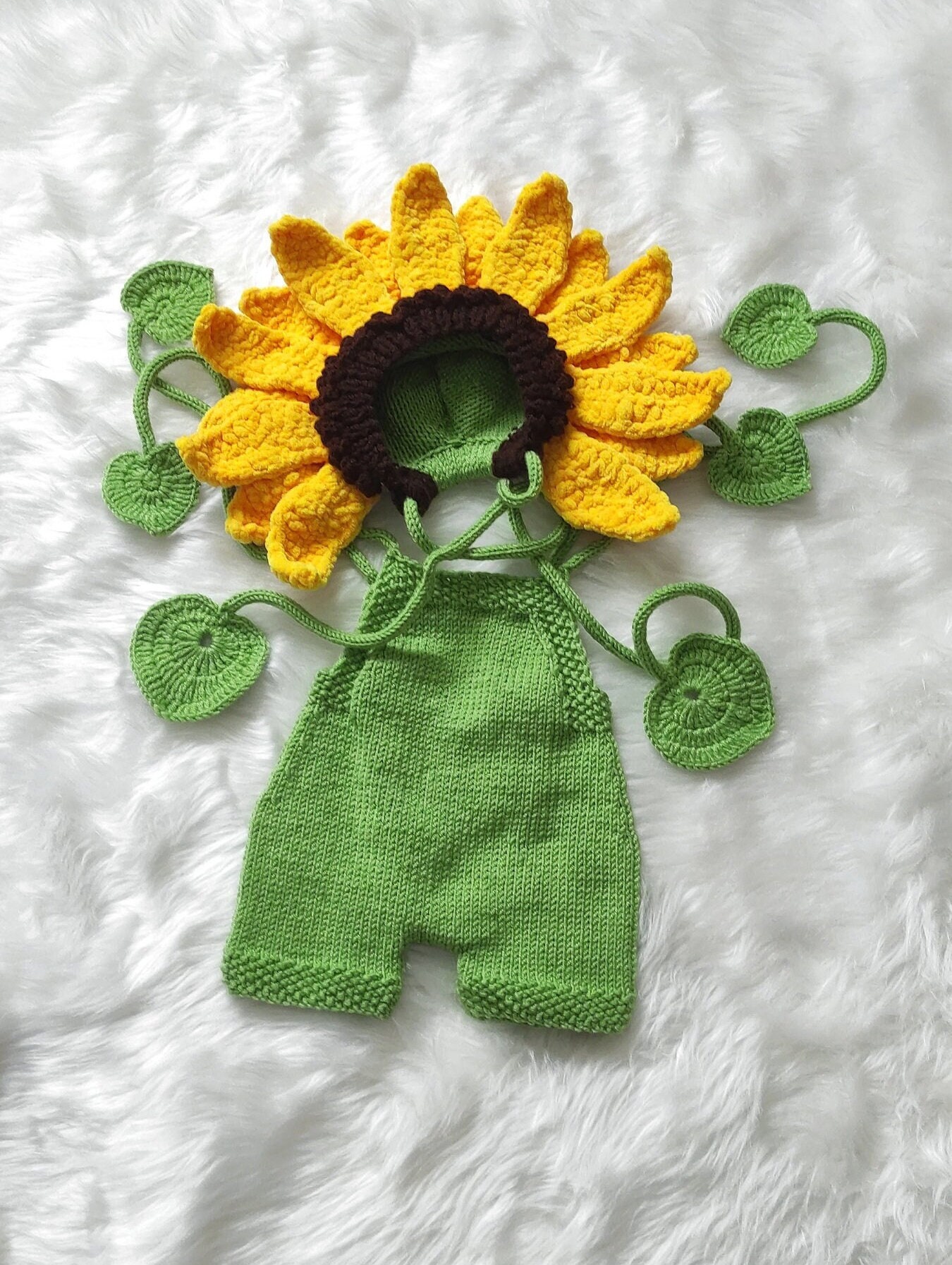 Newborn Sunflower Hat, Floral Bonnet, First Photo Prop, Woodland Halloween Costume, Baby Shower Gift, Newborn Photography Outfit, Romper Set