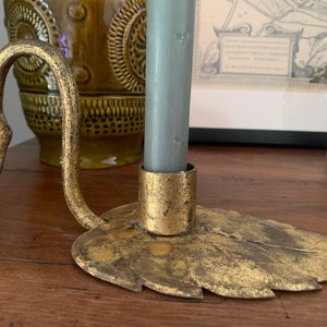 Old brass leaf model candle holder