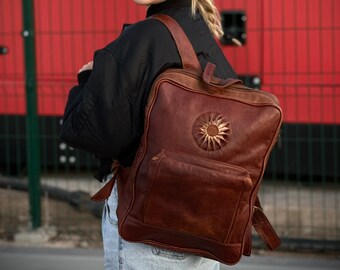 Vintage Valentina Italia Brown Leather Backpack – Soft  display picture 3