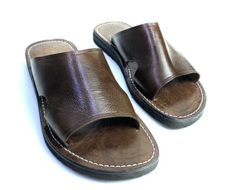 Handmade Moroccan Leather Sandal for Men - Comfortable Brown Sandal for Indoor and Outdoor Wear
