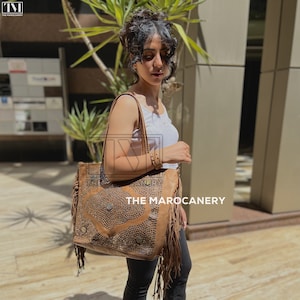 Boho Chic Handgefertigte Leder Nieten Fransen Umhängetasche - Mit diesem einzigartigen Accessoire verleihen Sie Ihrem Alltag einen Hauch von Boho und Rand