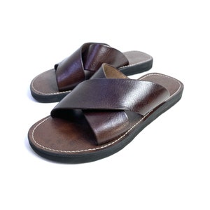 Handmade Leather Jerusalem Sandals - Authentic Handcrafted Leather Slides Inspired by Spartan Footwear