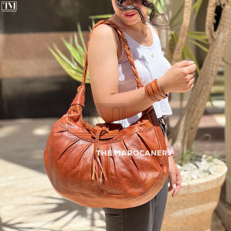 Handmade Leather Hobo Bag With Braided Strap Chic Soft Etsy