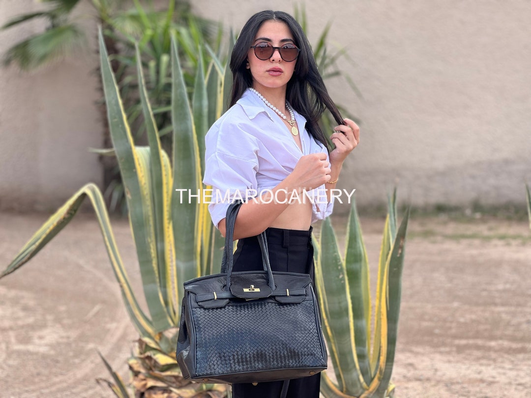 Geflochtene Ledertasche – handgemachte schwarze geflochtene Geldbörse – elegante Ledertasche – edle Tasche – gewebte schicke Umhängetasche – Luxustasche für Sie