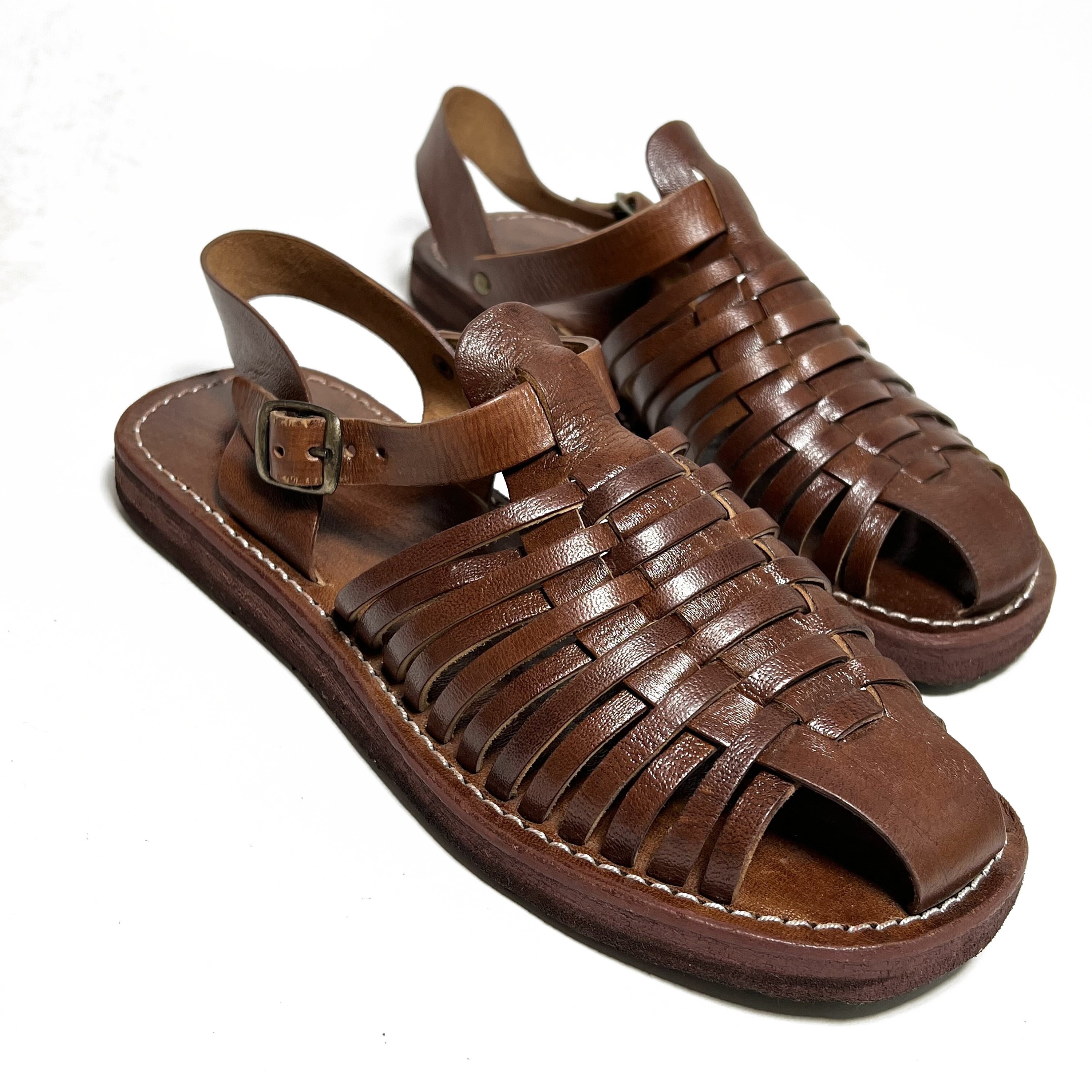 ●LITO● Annefog Real Leather Fisherman Sandals - Brown Leather Fisherman Sandals, French Fisherman Sandals, Tan