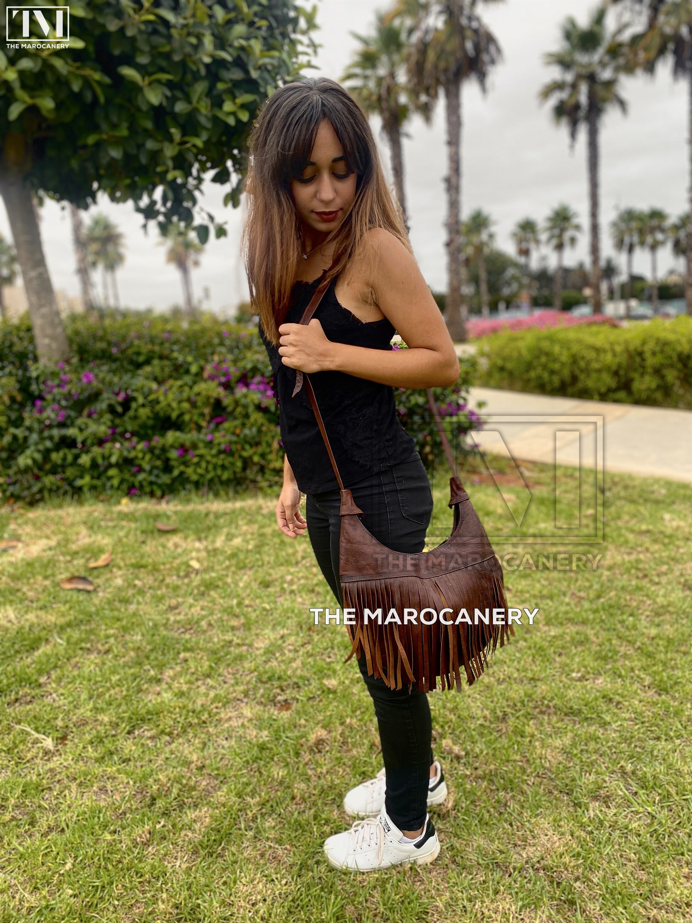 Fringe Leather Crossbody Bag for Women and Girls - Boho