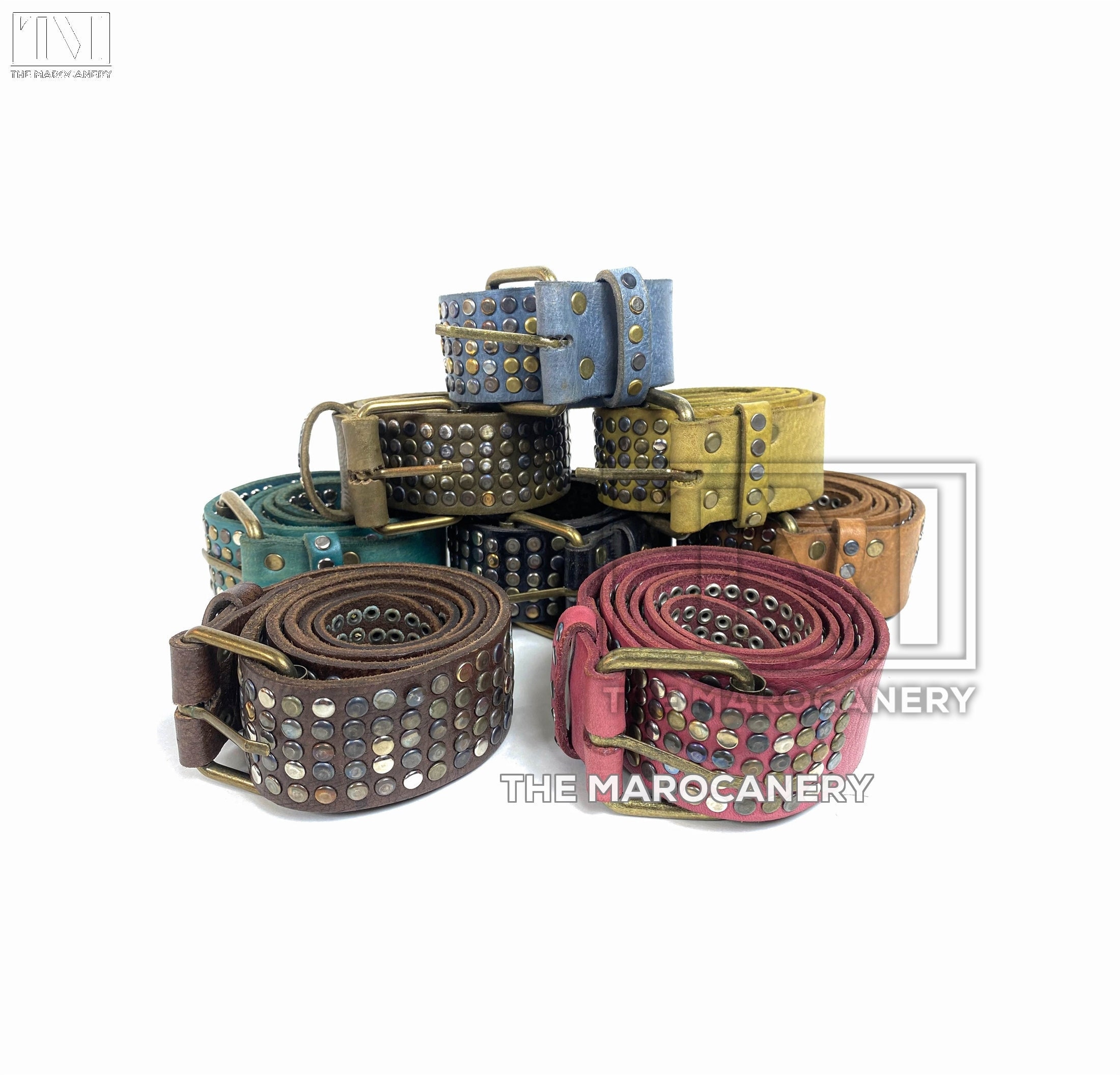 Leather Flower Studded Belt - Etsy Canada