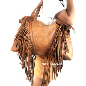 Große Leder Fransentasche für Cowgirl, Boho Western Style Gypsy Crossbody Portemonnaie