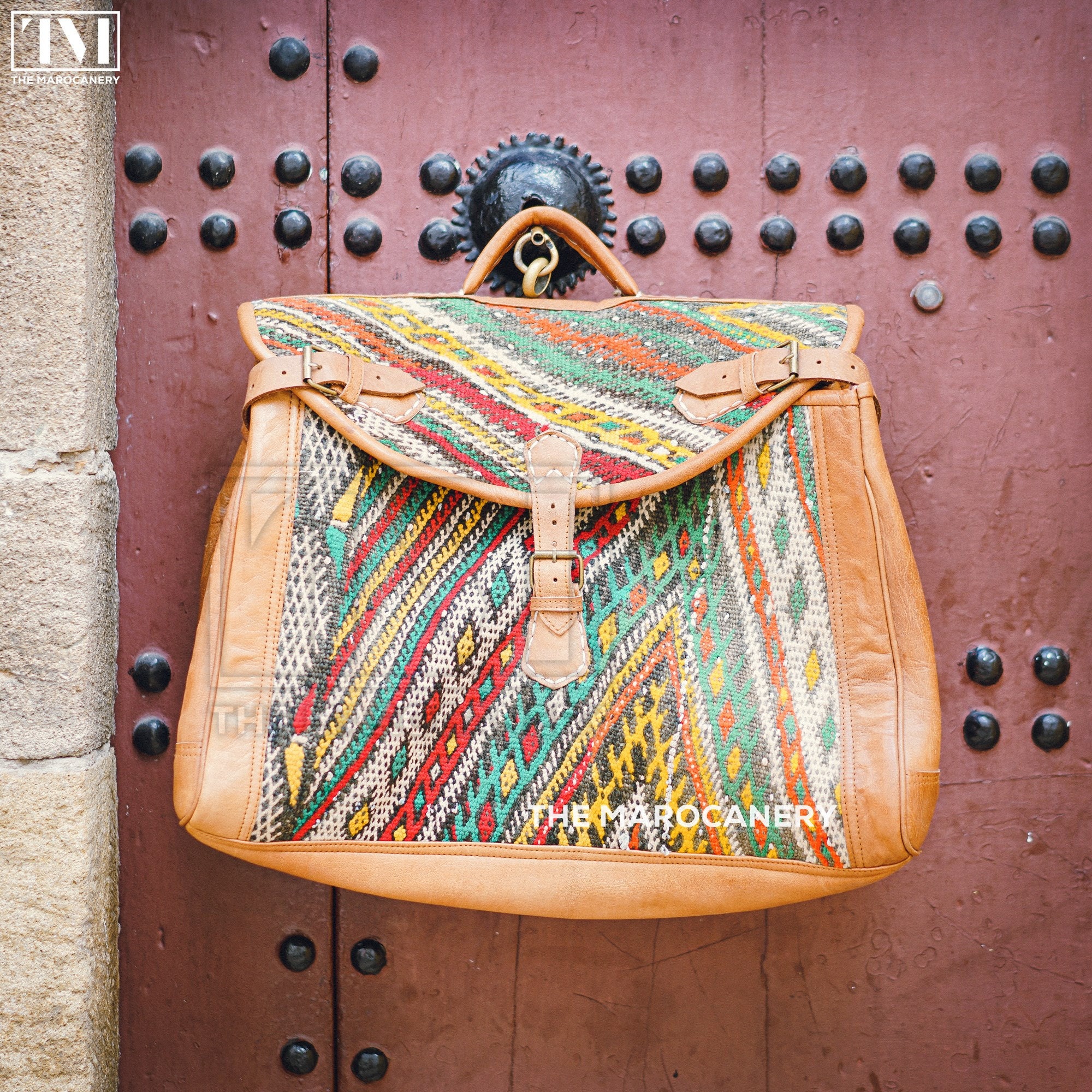 Travel Adventure Leather Bag Kilim Boho Weekender Bag Kilim Etsy