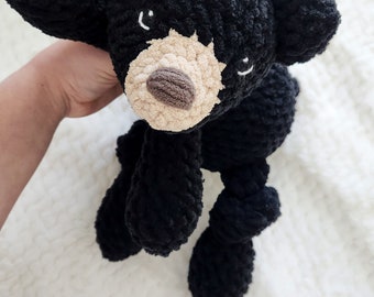 Crochet Black Bear Plushie | Black Bear Handmade Woodland Animal | Made to Order