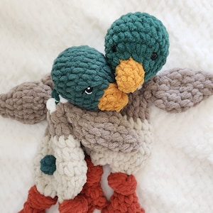 Crochet Duck Lovey | Mallard Handmade Animal Snuggler | MADE TO ORDER