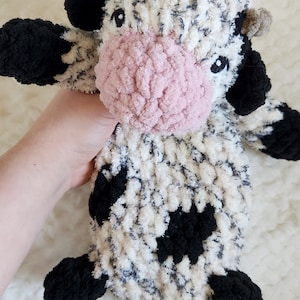 Crochet Cow Lovey | Cow Handmade Animal Snuggler | MADE TO ORDER