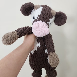 Crochet Cow Lovey | Cow Handmade Animal Snuggler | Ready to Ship