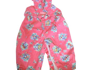 Mono vintage Osh Kosh B'Gosh de algodón rosa con estampado floral, años 90, talla 6-9 meses
