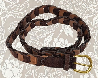 Brown Faux Leather Braided Belt 45"