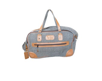 Vintage Pierre Cardin English Tweed Leather Travel Carry On Bag Gentlemancore