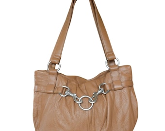 Vintage y2k St. John's Bay Camel Genuine Leather Hobo Shoulder Bag Bohemian Fall