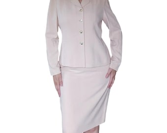 Vintage Y2K Dana Buchman Silk Skirt Suit Set, Pastel Pink, Size 12