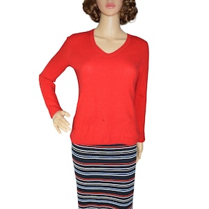 Vintage Charta Club Luxus Kaschmir Rot V-Ausschnitt Pullover Damen Größe S Preppy