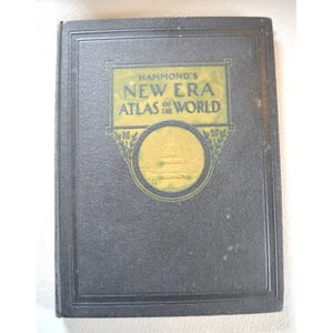 Vintage Hammonds 1945 New Era Atlas Of The World Hardcover Book Distressed