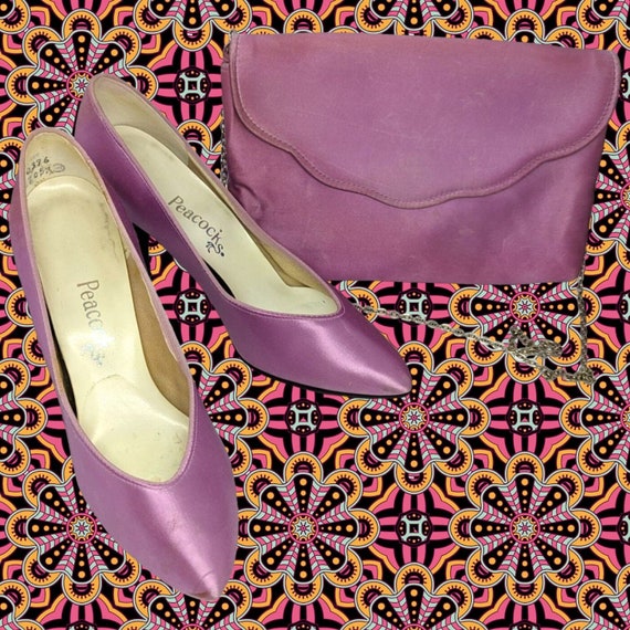 Vintage 1960s Magenta Pumps & Evening Purse Bundle