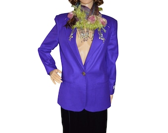 NWOT Vintage 90s Sag Harbor Royal Purple 100% Wool Blazer Women's Size 6 Petite