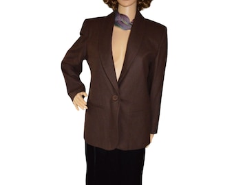Vintage Fundamental Things Brown 100% Wool Blazer Women's Oversized Size 4 Petite