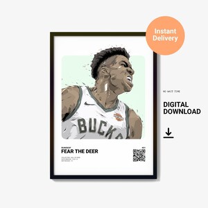 Giannis Antetokounmpo Poster, Antetokounmpo Print, Printable Wall Art, Instant Digital Download