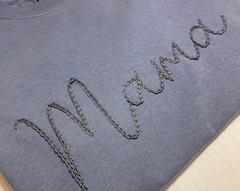 Hand Embroidered Comfort Colors Mama Shirt - Short Sleeve Comfort Colors Mama Shirt - Everyday Shirt