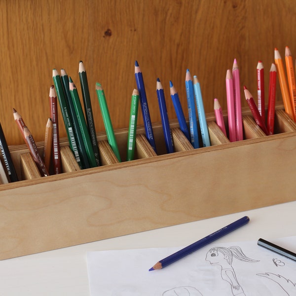 Handcrafted Birch Plywood Desk Organizer - Eco-Friendly Wooden Pencil Holder for Office, Home, School or Elderly home and Nursery home