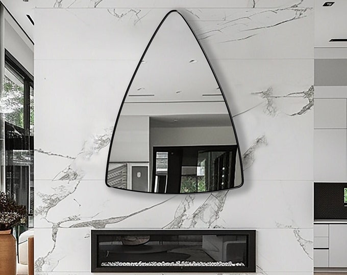 Delta Mirror | Soft Cornered Triangular Mirror | Scandinavian Deco Style Mirror | Wall-Mounted Mirror for Entryway, Bathroom or Living Room