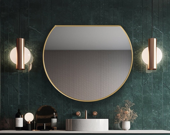 Half Circle Mirror, Cut Circle Wall Mirror, Semicircle Mirror, Aesthetic Wall Mirror - Decorative Wall Mirrors for Elegant Homes by Asmiro