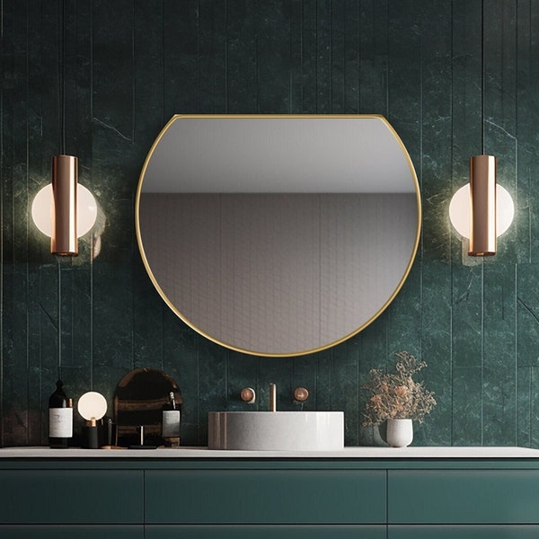 Half Circle Mirror, Cut Circle Wall Mirror, Semicircle Mirror, Aesthetic Wall Mirror - Decorative Wall Mirrors for Elegant Homes by Asmiro