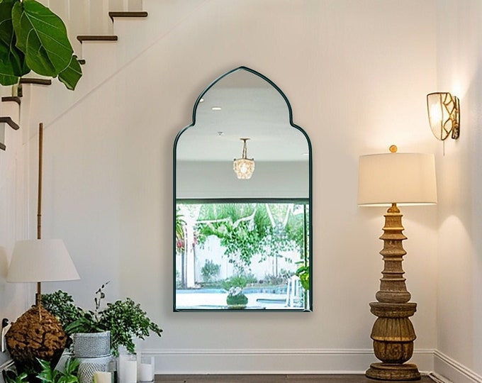 Accent Mirror, Arched Boho Wall Mirror for Powder Room, Moroccan Mirror, Aesthetic Oriental Home Decor - Add a Bohemian Twist to Your Home