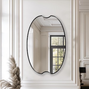 Nibbled Mirror, Unique Oval Wall Mirror with Artistic Contour, Asymmetrical Mirror, Statement Piece for Entryway or Living Room or Bathroom