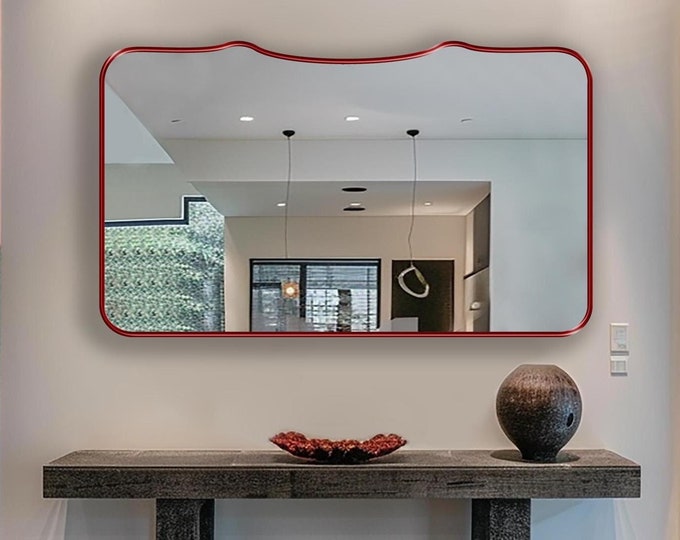 Bosphorus Mirror by Asmiro | Aesthetic Wall Mirror | Wide Horizontal Mirror | Ideal for Double Vanity & Mantle Decor | Modern Home Accent