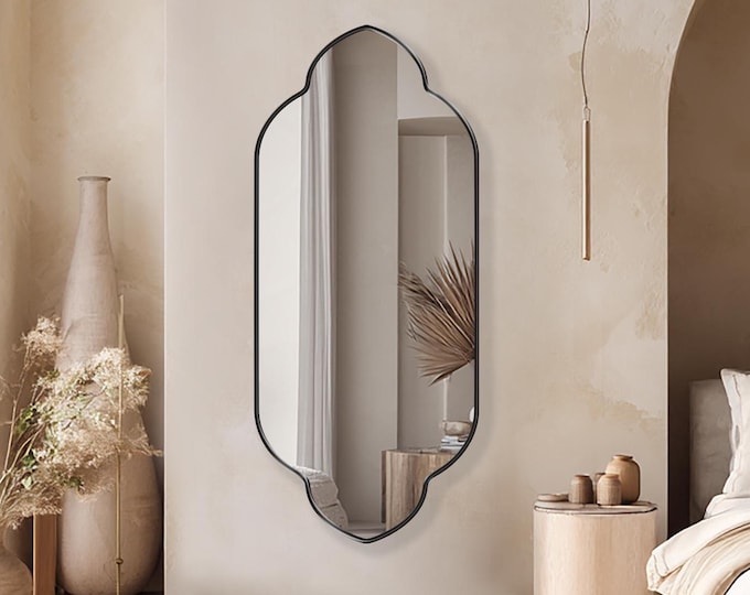 Zafira Mirror by Asmiro – Moroccan Style Arched Wall Mirror, Double Arch Vanity Mirror, Bohemian Decor Mirror, Full Length Oriental Mirror