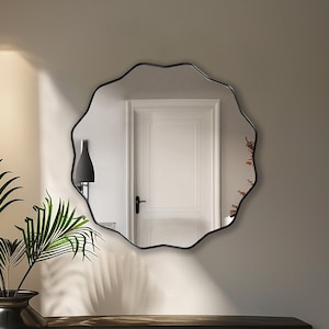 Scalloped Mirror | Elegant Wave-Edged Wall Mirror | Art Deco Inspired Luxury | Modern Mirror Wall Decor | Versatile Home Accessory by Asmiro