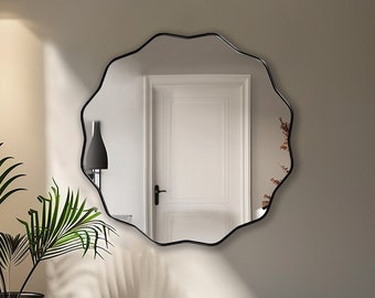 Scalloped Mirror | Elegant Wave-Edged Wall Mirror | Art Deco Inspired Luxury | Modern Mirror Wall Decor | Versatile Home Accessory by Asmiro