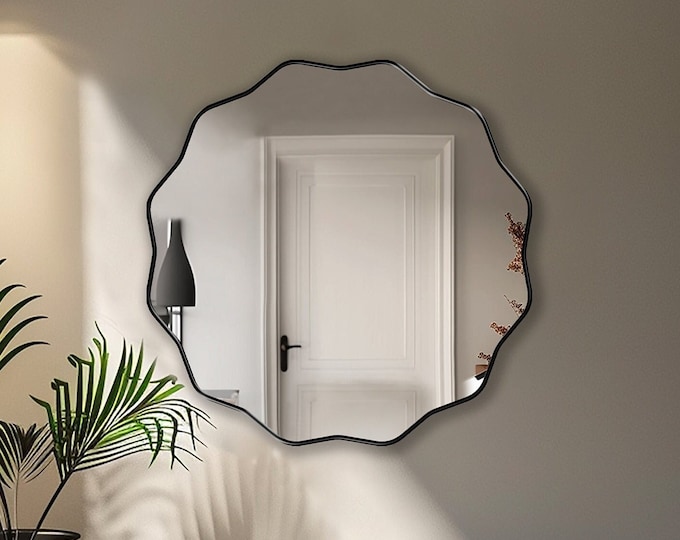 Scalloped Mirror | Elegant Wave-Edged Wall Mirror | Art Deco Inspired Luxury | Modern Mirror Wall Decor | Versatile Home Accessory by Asmiro