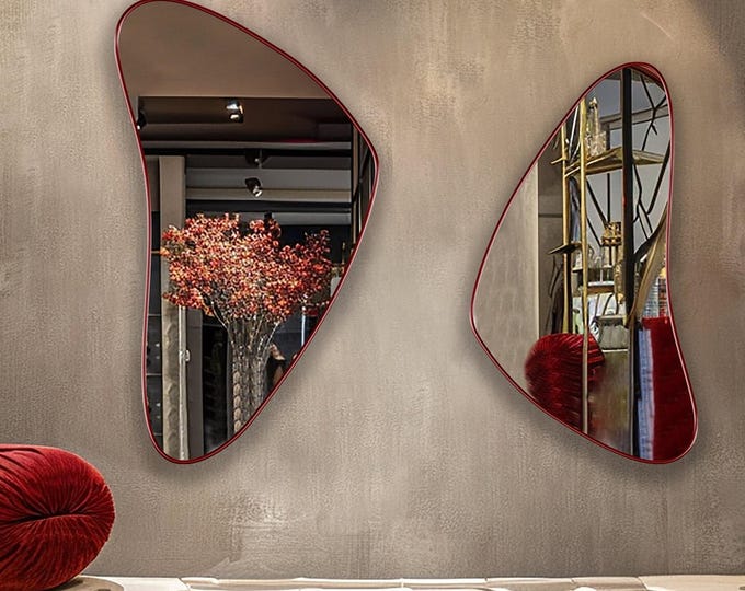 Boomerang Mirror, Asymmetrical Mirror, Unique Irregular Design Wall Mirror, Statement Art Mirror, Contemporary Home Accent