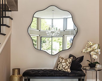 Petal Mirror by Asmiro - Floral-Inspired Wall Mirror, Scalloped Mirror, Decorative Accent for Aesthetic Homes, Flora Mirror for Wall Decor