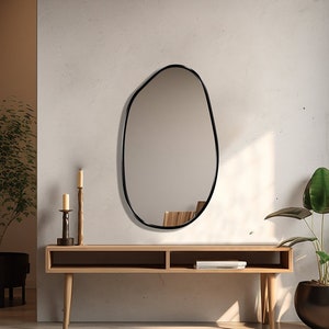 Pebble Mirror, Asymmetrical Mirror, Pebble Shaped Mirror, Blob Mirror, Oblong Mirror, Mirror Wall Decor New Aesthetic Element of Your Home Black