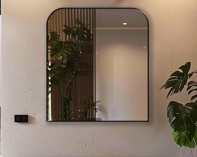 Softline Mirror by Asmiro | Sleek Bathroom Vanity Mirror | Soft Edge Rectangular Mirror | Minimalist Wall Mirror for Modern Home Decor Style