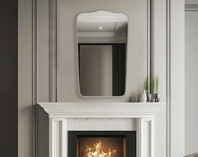 Arco Mirror by Asmiro – Arched Wall Mirror, Elegant Curved Top Bathroom Mirror, Gold or Black Frame Aesthetic Mirror, Powder Room Mirror