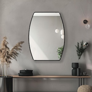 Graceful Wall Mirror | Elegant Rectangular Vanity Mirror | Sleek Modern Wall Decor | Minimalist Aesthetic Mirror for Bathrooms or Entryways