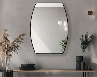 Graceful Wall Mirror | Elegant Rectangular Vanity Mirror | Sleek Modern Wall Decor | Minimalist Aesthetic Mirror for Bathrooms or Entryways