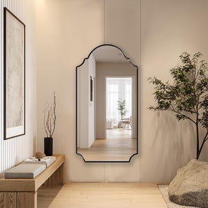 Ornella Mirror by Asmiro – Vertical Wall Mirror with Soft Ornamental Corners, Elegant Stylish Mirror for Bathrooms, Entryways, and Bedrooms